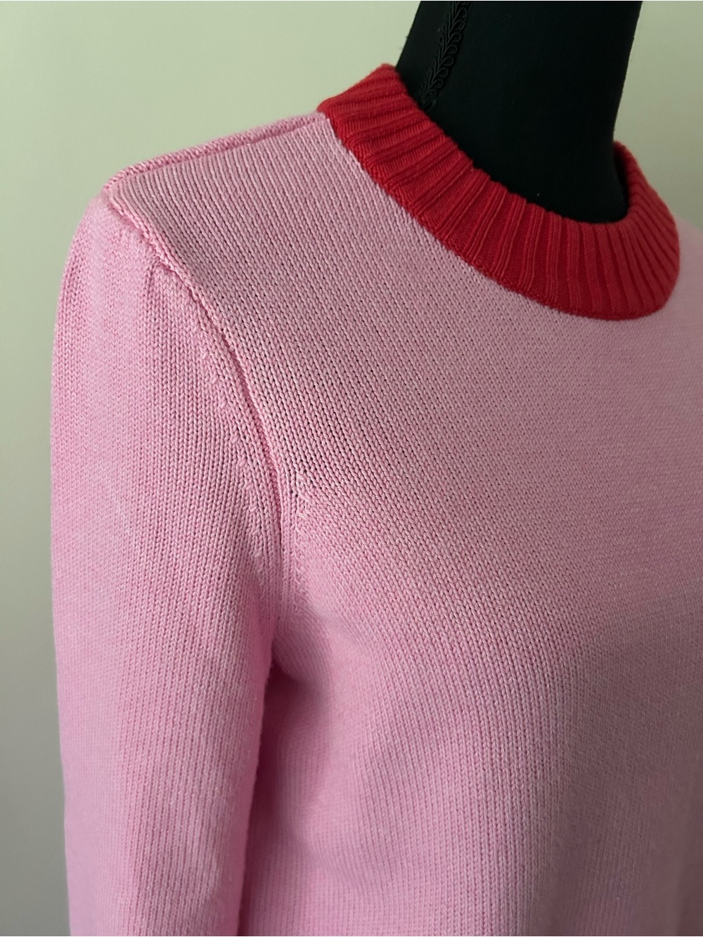 Pink & Red Contrast Ringer Crewneck Sweater - Picture 2 of 8